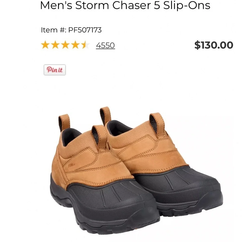 LL Bean Mens Storm Chaser 5 Slip-On Waterproof Duck Boots Brown Black PF507173